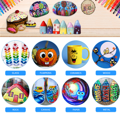 ColorCrafter™ – Премиум маркери за стъкло, дърво и акрил (Комплект от 18 броя)