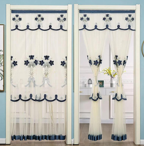 Скандинавска завеса с двоен слой, дантела и елегантна бродерия (100*200 см)