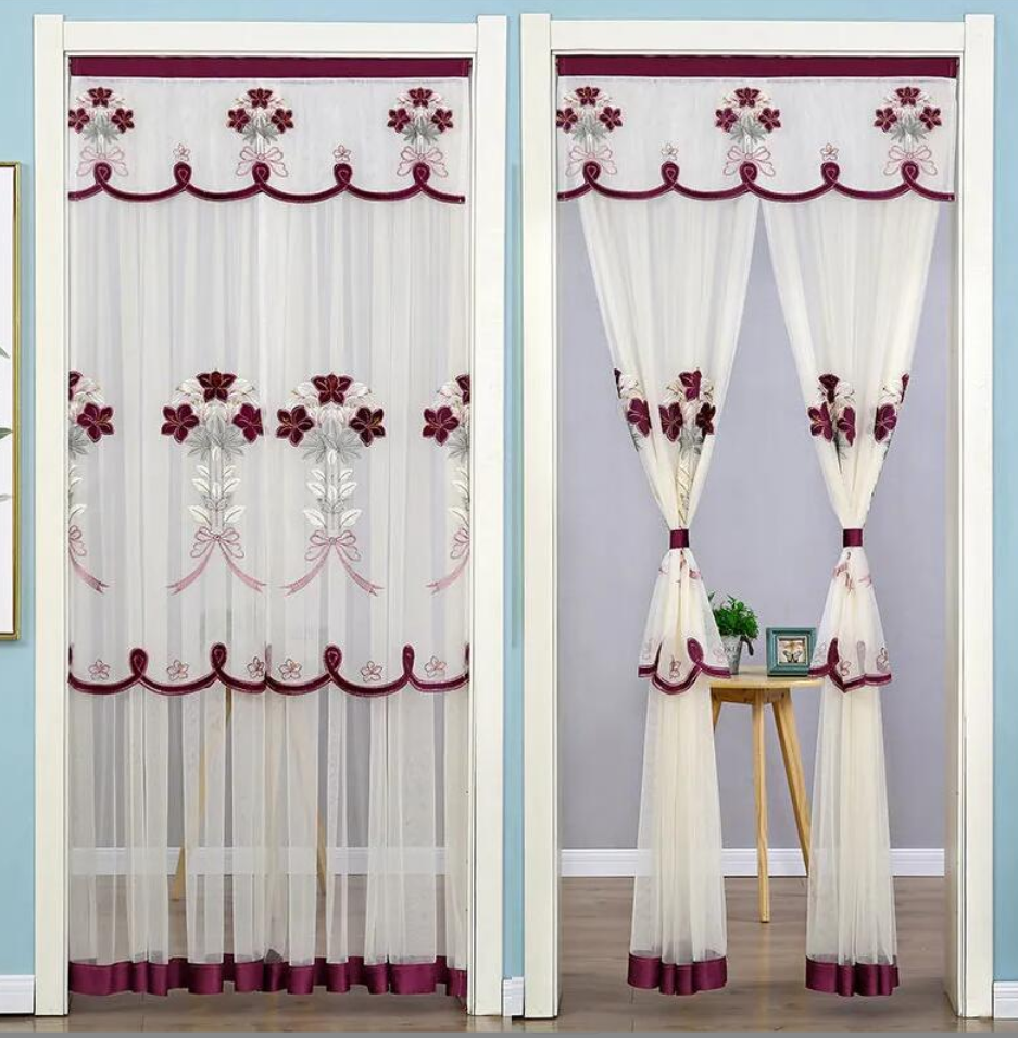 Скандинавска завеса с двоен слой, дантела и елегантна бродерия (100*200 см)