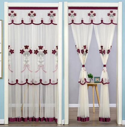 Скандинавска завеса с двоен слой, дантела и елегантна бродерия (100*200 см)