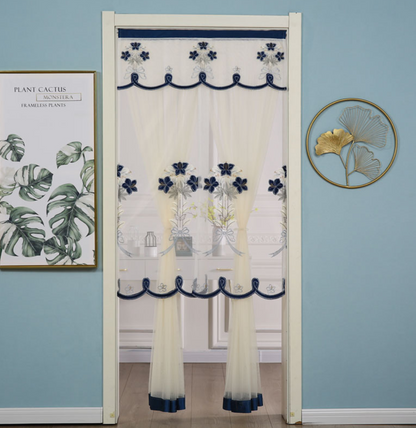 Скандинавска завеса с двоен слой, дантела и елегантна бродерия (100*200 см)