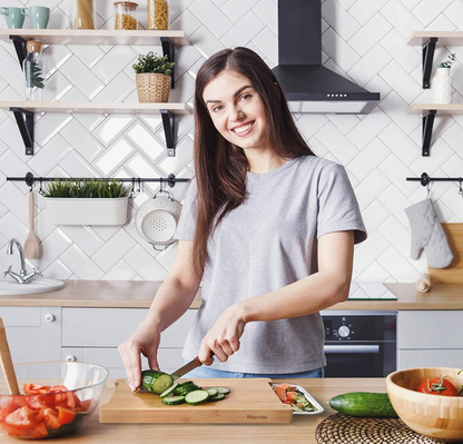 PrepBoard Duo™ – Бамбукова дъска за рязане със странични тавички за събиране