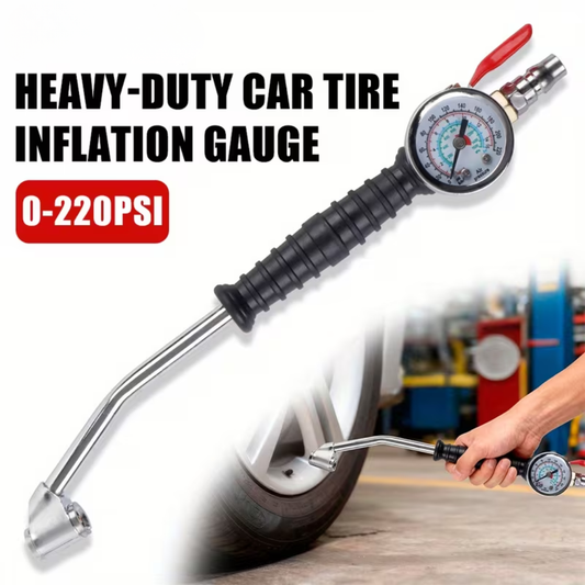 AirPro Gauge™ - Професионално устройство за напомпване и проверка на налягането в гумите (0–220 PSI)