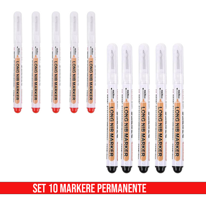 Водоустойчиви маркери с дълга глава за конструиране (комплект от 10 бр.)