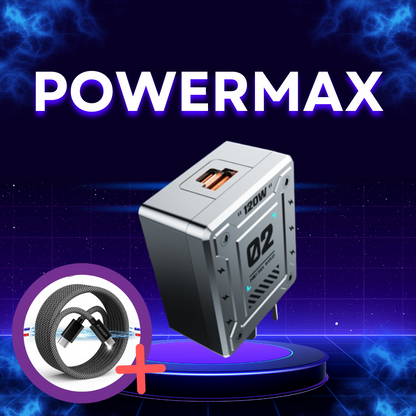 PowerMax™ – Супербързо 4-в-1 зарядно устройство 120W, съвместимо с Apple и Android + включен USB кабел