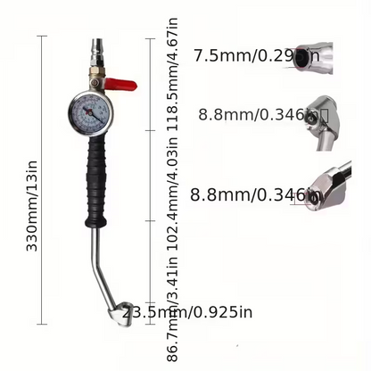 AirPro Gauge™ - Професионално устройство за напомпване и проверка на налягането в гумите (0–220 PSI)