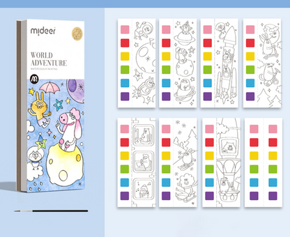 Книжка за оцветяване с акварел и четка