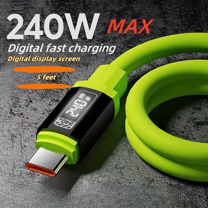🔥ОФЕРТА 1+1!🔥UltraWatt™ – Кабел за бързо зареждане 240W Type-C с дигитален дисплей, 2m