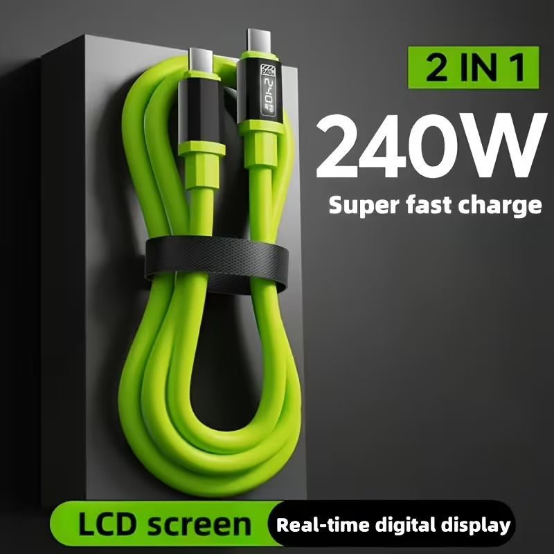 🔥ОФЕРТА 1+1!🔥UltraWatt™ – Кабел за бързо зареждане 240W Type-C с дигитален дисплей, 2m