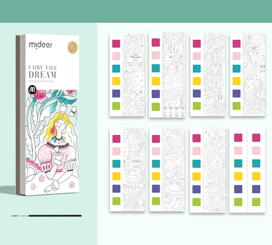 Книжка за оцветяване с акварел и четка