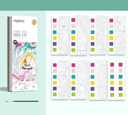 Книжка за оцветяване с акварел и четка