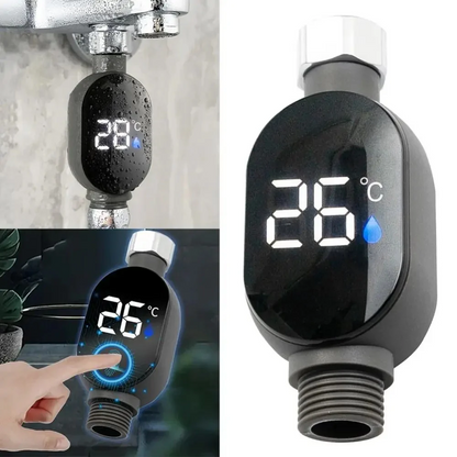 AquaTemp™ – Дигитален LED термометър за душ с цветен индикатор (0–99°C)