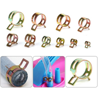 SpringClamp™ - Комплект от 100 еластични метални скоби за маркучи – диаметри 6-22 mm