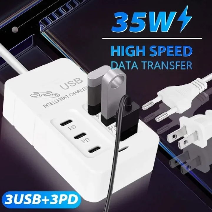 MultiCharge™ – 35W хъб за бързо зареждане с 6 порта