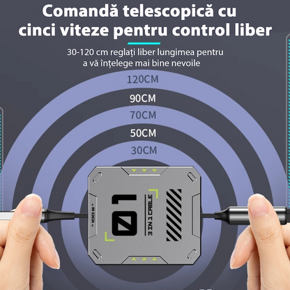 Прибиращ се кабел 3 в 1 [120 см], бързо зареждане 100 W